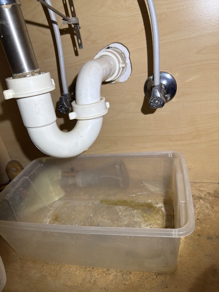 Plumbing home inspection issues observed beneath a sink